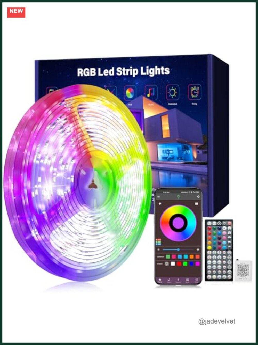 RGB LED Strip Lights 100ft Music Sync App Control Remote DIY Decor